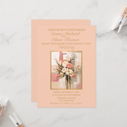 Moderne Abstrakte Elegante Einladung zur Hochzeit (Vorderseite/Rückseite Beispiel)