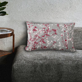 Moderne Abstrakte Elegante Wildblumen Gray Burgund Lendenkissen