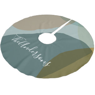 Moderne Abstrakte Erdig Grüne Taupe Personalisiert Polyester Weihnachtsbaumdecke