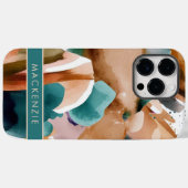 Moderne Abstrakte Erdkunde Terracotta Aquamarin Case-Mate iPhone Hülle (Rückseite (Horizontal))