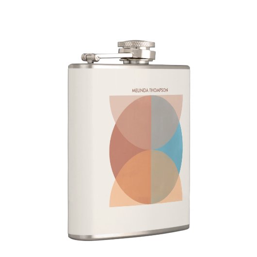 Moderne Abstrakte Erdtöne Geometrische Wasserfarbe Flachmann (Rechts)