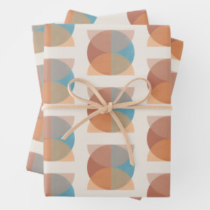 Moderne Abstrakte Erdtöne Geometrische Wasserfarbe Geschenkpapier Set