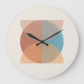 Moderne Abstrakte Erdtöne Geometrische Wasserfarbe Große Wanduhr (Vorderseite)