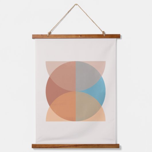 Moderne Abstrakte Erdtöne Geometrische Wasserfarbe Wandteppich Mit Holzrahmen (Vorderseite)