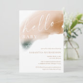 Moderne abstrakte Erdtöne geschlechtsneutrale Dusc Einladung (Stehend Vorderseite)