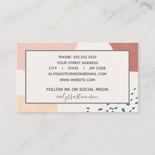 Moderne Abstrakte Erdtöne Signature-Script-Busin Visitenkarte (Rückseite)