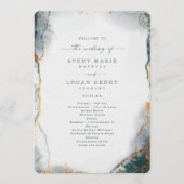 Moderne Abstrakte Eukalyptus-Grüne Hochzeit Programm (Vorderseite)