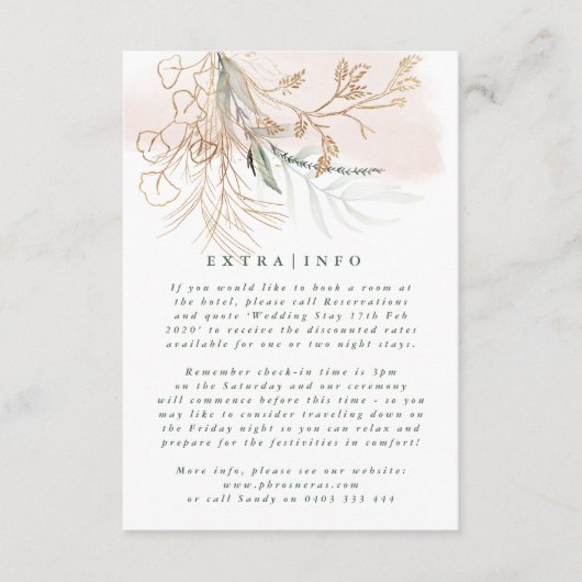 MODERNE ABSTRAKTE Eukalyptus Grünpflanzen INFO Begleitkarte (Vorderseite)