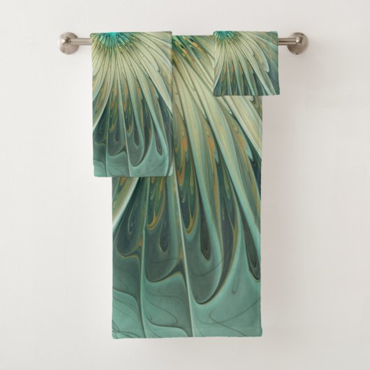 Moderne Abstrakte Fantasy Blume Fraktal Art Badhandtuch Set (Insitu)