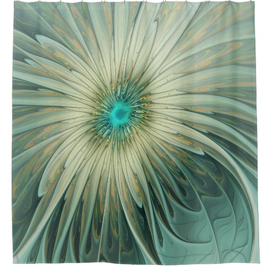 Moderne Abstrakte Fantasy-Blume Türkisblume Duschvorhang (Vorderseite)