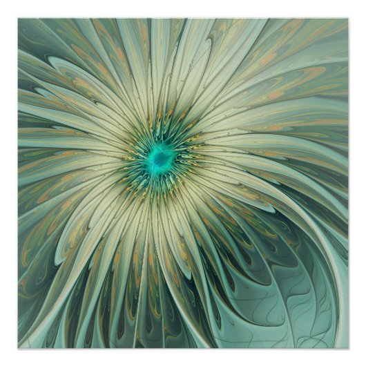 Moderne Abstrakte Fantasy-Blume Türkisblume Poster (Vorderseite)