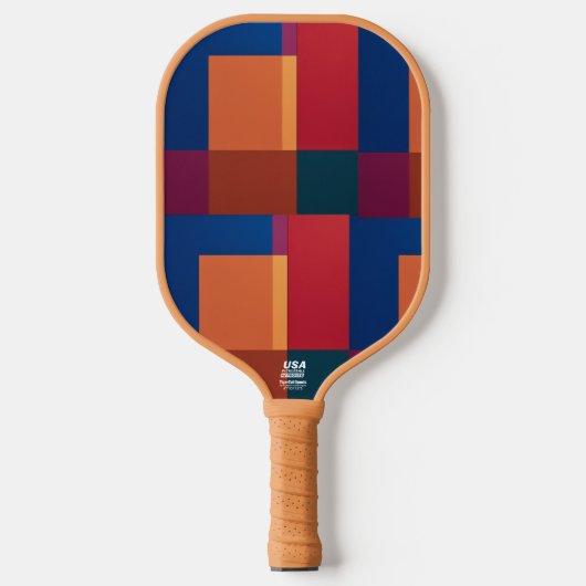 Moderne abstrakte Farbblock-Quadrate Pickleball Schläger (Vorderseite)