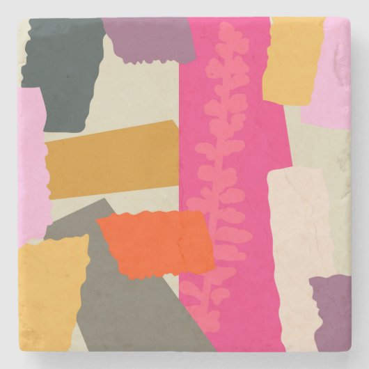 Moderne Abstrakte Farbblöcke Steinuntersetzer (Vorderseite)