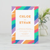 Moderne Abstrakte Farben Orange Wedding Einladung (Stehend Vorderseite)