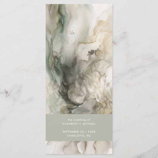 Moderne Abstrakte, farbenfrohe Grüne Hochzeit Menükarte (Rückseite)