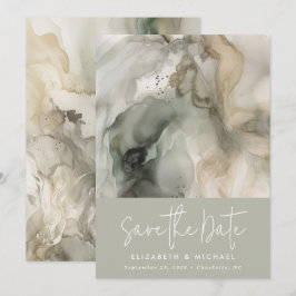 Moderne Abstrakte, farbenfrohe Grüne Hochzeit Save The Date