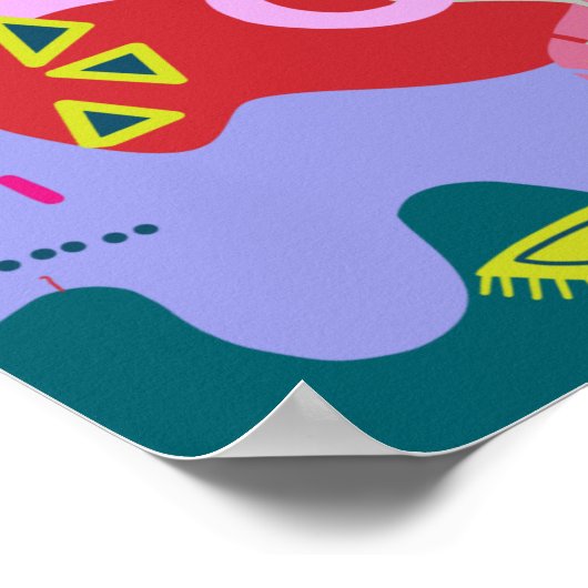 Moderne abstrakte, farbenfrohe Kunstdruckkunst Poster (Ecke)