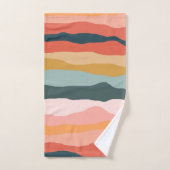 Moderne Abstrakte, farbenfrohe Wavy Stripe neutral Badhandtuch Set (Handtuch)