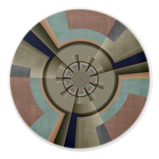 Moderne Abstrakte Farbharmonie Fraktal Kunst Grafi Keramikknauf (Vorderseite)