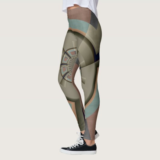 Moderne Abstrakte Farbharmonie Fraktal Kunst Grafi Leggings (Links)