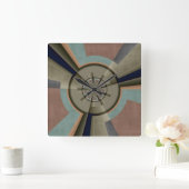 Moderne Abstrakte Farbharmonie Fraktal Kunst Grafi Quadratische Wanduhr (Zuhause)