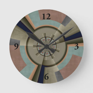 Moderne Abstrakte Farbharmonie Fraktal Kunst Grafi Runde Wanduhr