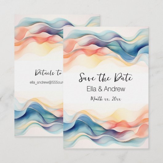 Moderne Abstrakte Farbige Gestaltung Save The Date (Vorne/Hinten)