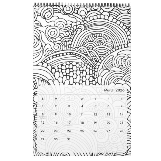 Moderne Abstrakte Farbmuster - Schwarz-weiß Kalender (Mär 2026)