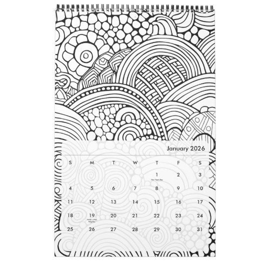 Moderne Abstrakte Farbmuster - Schwarz-weiß Kalender (Jan 2026)