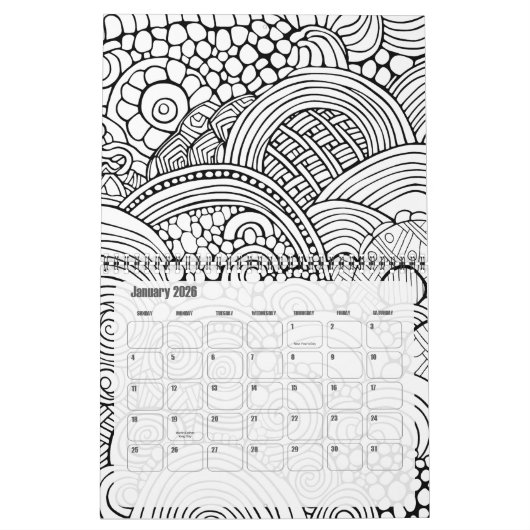 Moderne Abstrakte Farbmuster - Schwarz-weiß Kalender (Jan 2026)