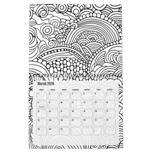 Moderne Abstrakte Farbmuster - Schwarz-weiß Kalender (Mär 2026)