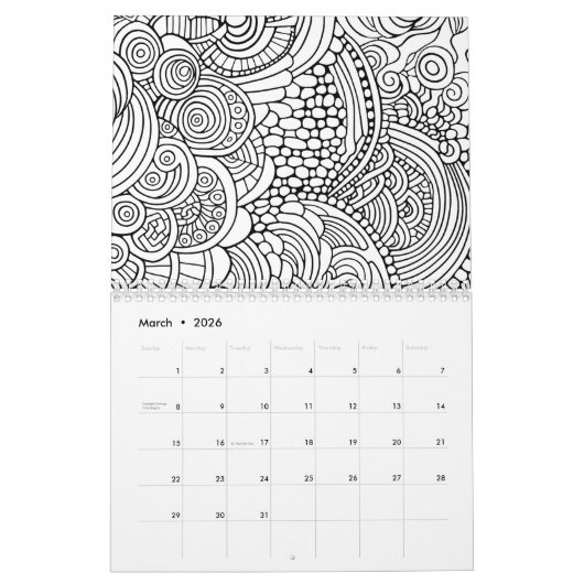 Moderne Abstrakte Farbmuster - Schwarz-weiß Kalender (Mär 2026)
