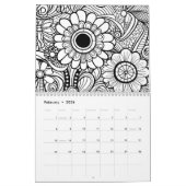 Moderne Abstrakte Farbmuster - Schwarz-weiß Kalender (Feb 2026)