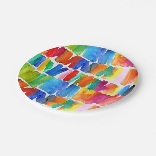 Moderne abstrakte Farbrippen Pappteller (Schrägansicht)