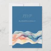 Moderne Abstrakte Farbwelle Blaue Hochzeit Einladung (Rückseite)
