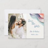 Moderne Abstrakte Farbwelle, Foto Save The Date (Vorderseite)