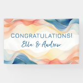 Moderne Abstrakte Farbwelle Hochzeitsgratulation Banner (Horizontal)