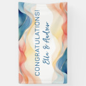 Moderne Abstrakte Farbwelle Hochzeitsgratulation Banner (Vertikal)