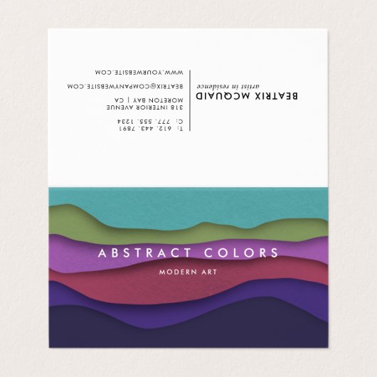 Moderne Abstrakte Farbwellen Visitenkarten (Außenseite Aufgefaltet)
