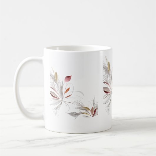 Moderne Abstrakte Feather-Blätter - Minimalistisch Kaffeetasse (Links)