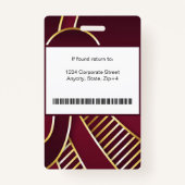 Moderne Abstrakte Firmenmitarbeiterkennung | Burgu Ausweis (Rückseite)