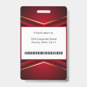 Moderne Abstrakte Firmenmitarbeiterkennung | Rote  Ausweis (Rückseite)