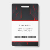 Moderne Abstrakte Firmenmitarbeiterkennung | Rotes Ausweis (Rückseite)