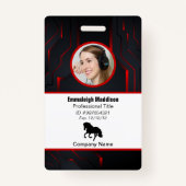 Moderne Abstrakte Firmenmitarbeiterkennung | Rotes Ausweis (Vorderseite)