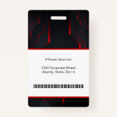 Moderne Abstrakte Firmenmitarbeiterkennung | Rotes Ausweis (Rückseite)