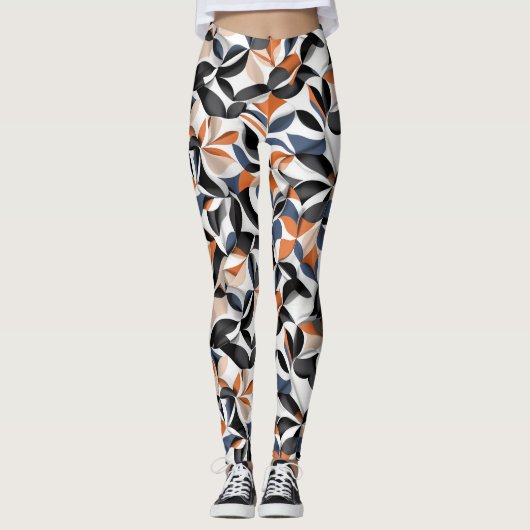 Moderne abstrakte Fließgeometrie-Musterdesign 64 Leggings (Vorderseite)