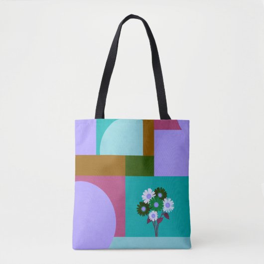 Moderne abstrakte florale Farbblock-Tasche Tasche (Vorderseite)