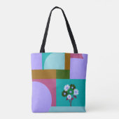 Moderne abstrakte florale Farbblock-Tasche Tasche (Rückseite)