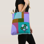 Moderne abstrakte florale Farbblock-Tasche Tasche (Von Nahem)