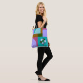 Moderne abstrakte florale Farbblock-Tasche Tasche (Am Model)